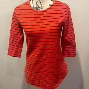 ORANGE WITH NAVY STRIPED SWEATSHIRT